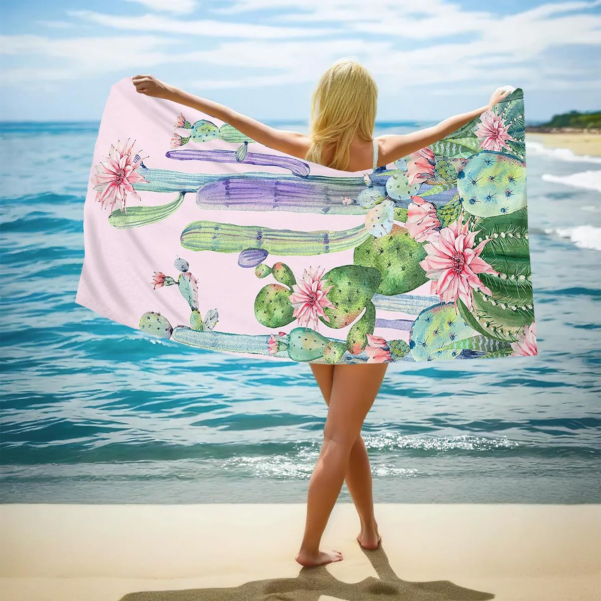 Toalla de playa de secado rápido con estampado de rizo de doble cara