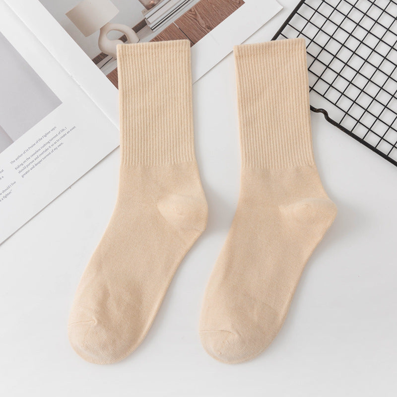 Calcetines de algodón hasta la rodilla de color liso para mujer
