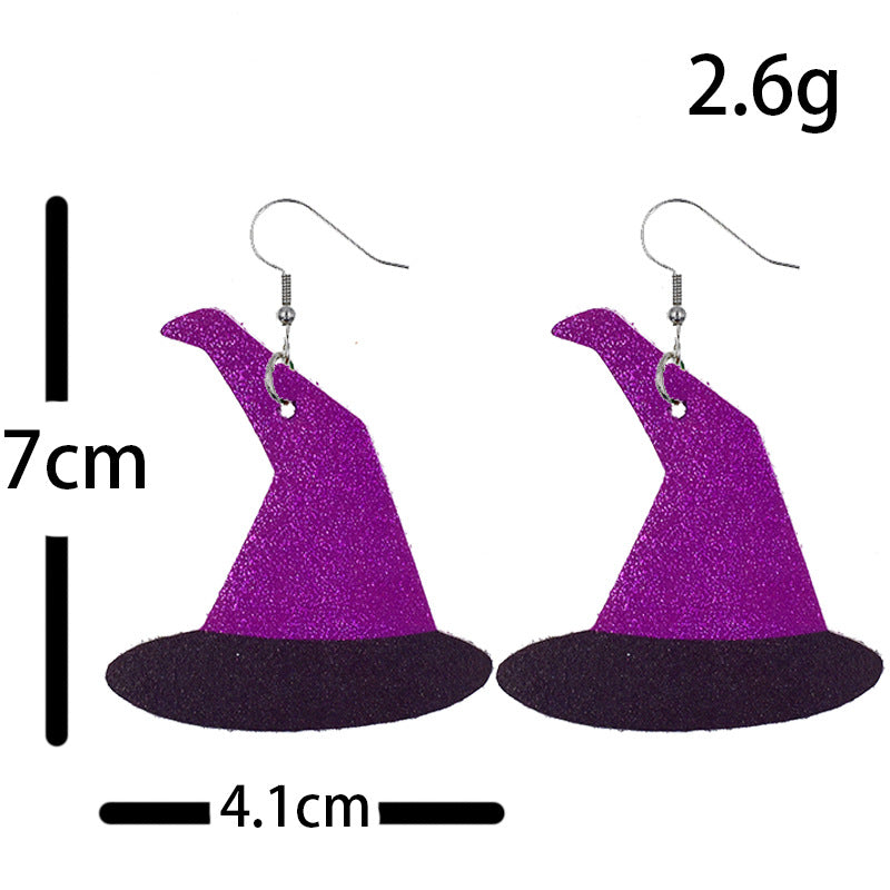 Halloween Women Funny Pumpkin Ghost Leather Earrings