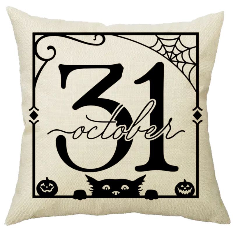 Halloween Pumpkin Skull Print Linen Sofa Cushion Cover