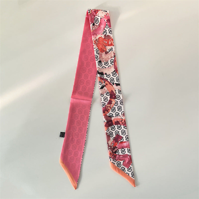 Fashion Printed Ribbon Tie Bag Handle Scarf