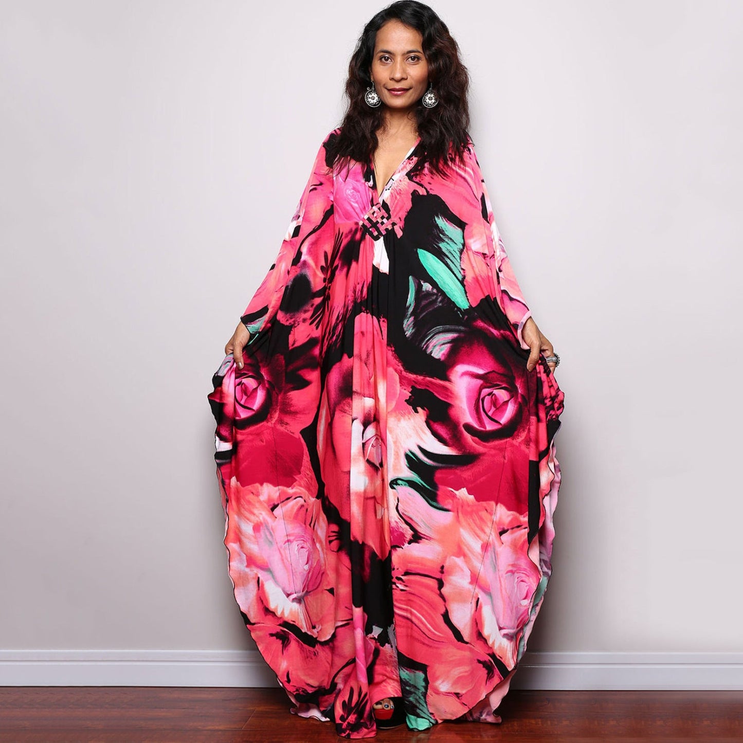 Robe de plage ample en polyester imprimé