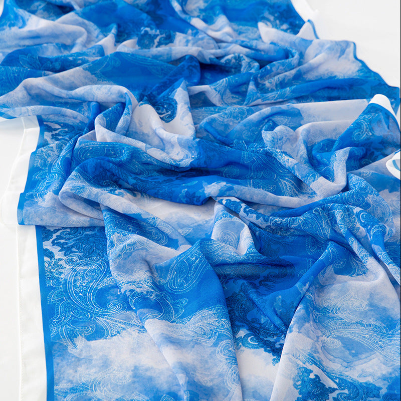 Women Summer Spring Floral Chiffon Long Scarf
