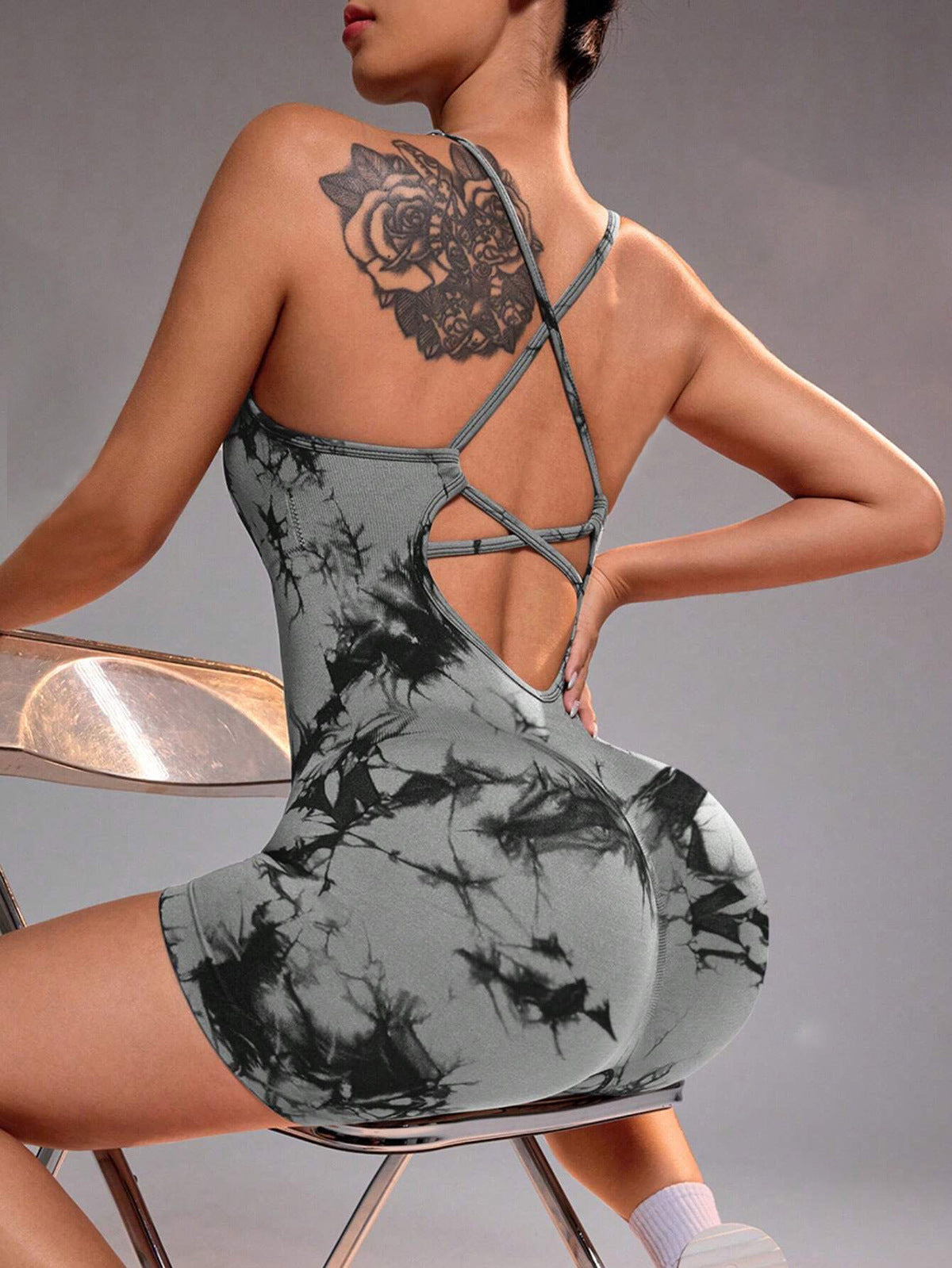 Women Fashion Backless Quick-Drying Yoga Rompers