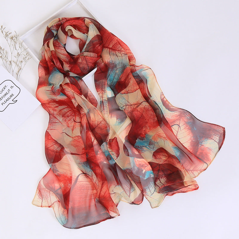 Bufanda con estampado de flor de ciruelo suave de Easide Beach con protector solar de verano