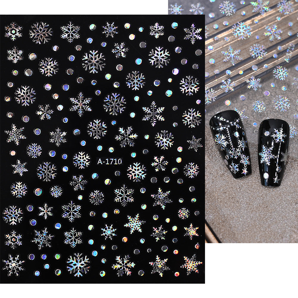Pegatinas navideñas de copos de nieve para uñas