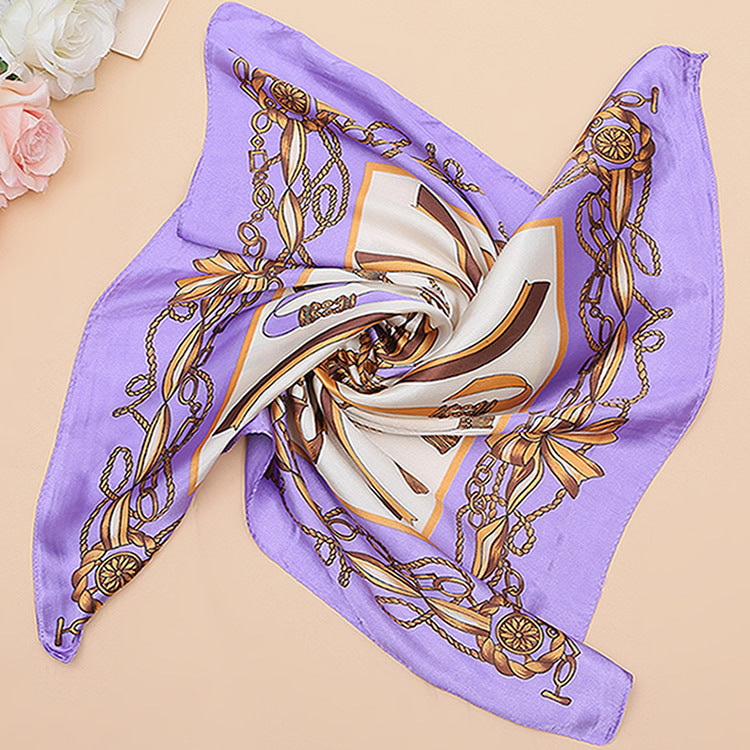 Foulard carré en imitation soie imprimé pour femme