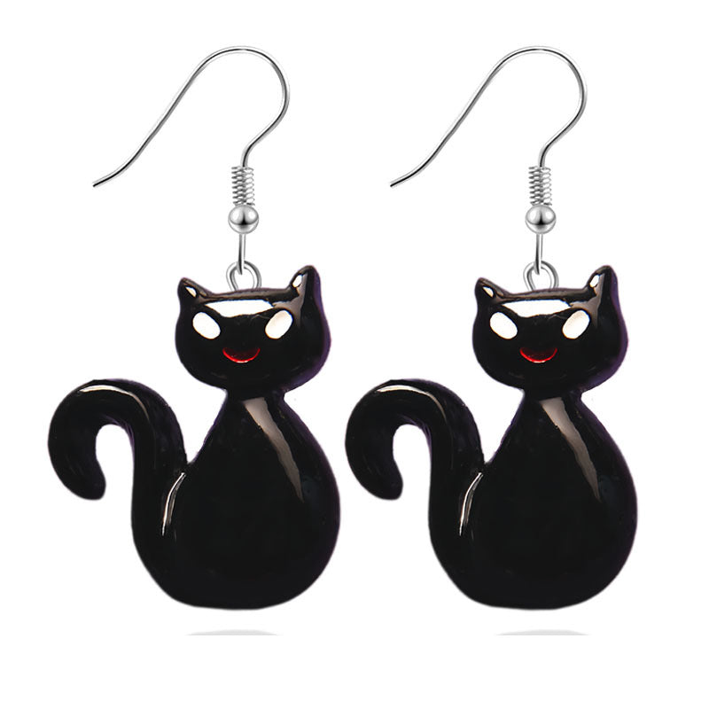 Pendientes de resina con diseño divertido de murciélago, calabaza y fantasma para Halloween para mujer