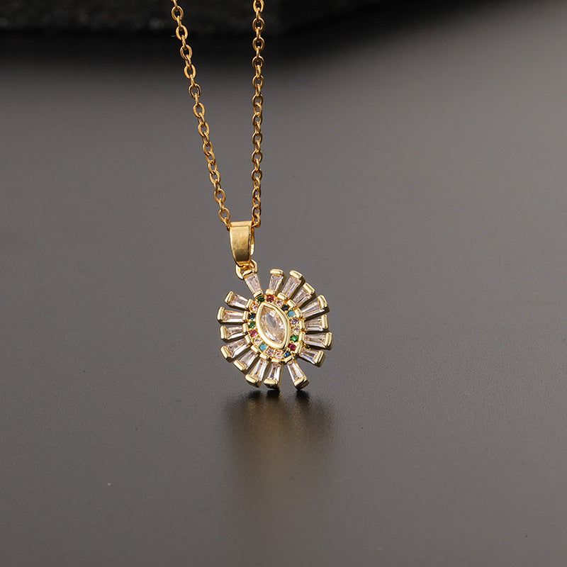 Collar con colgante de ojo de diablo de circonita multicolor para mujer
