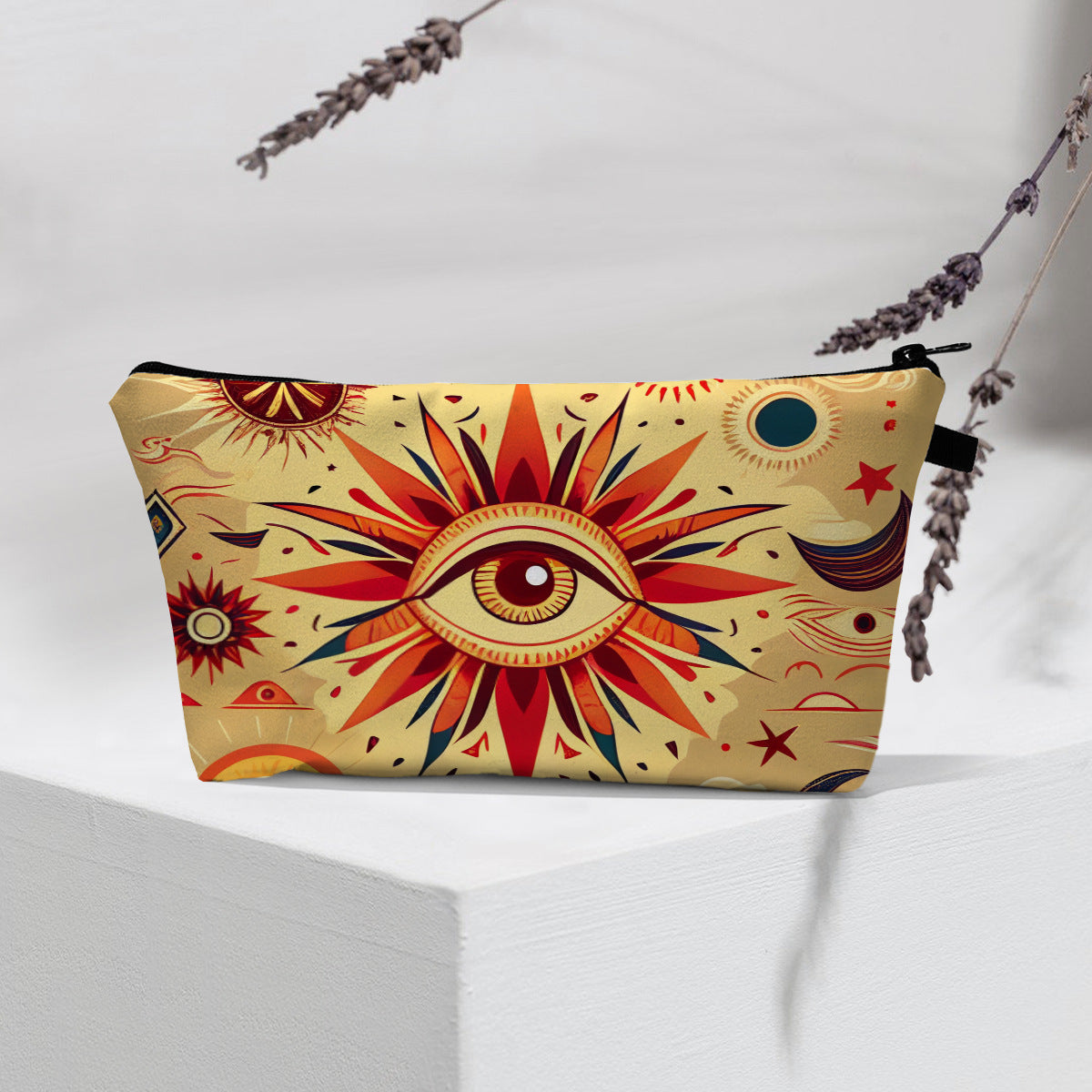 Bolsa de cosméticos portátil con diseño de mal de ojo para mujer