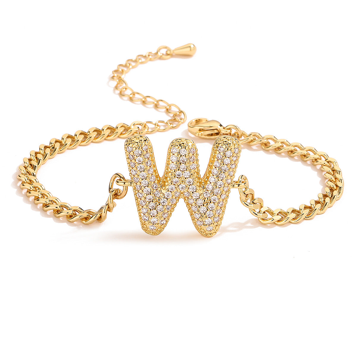 Pulsera de alfabeto de circonitas de moda 26