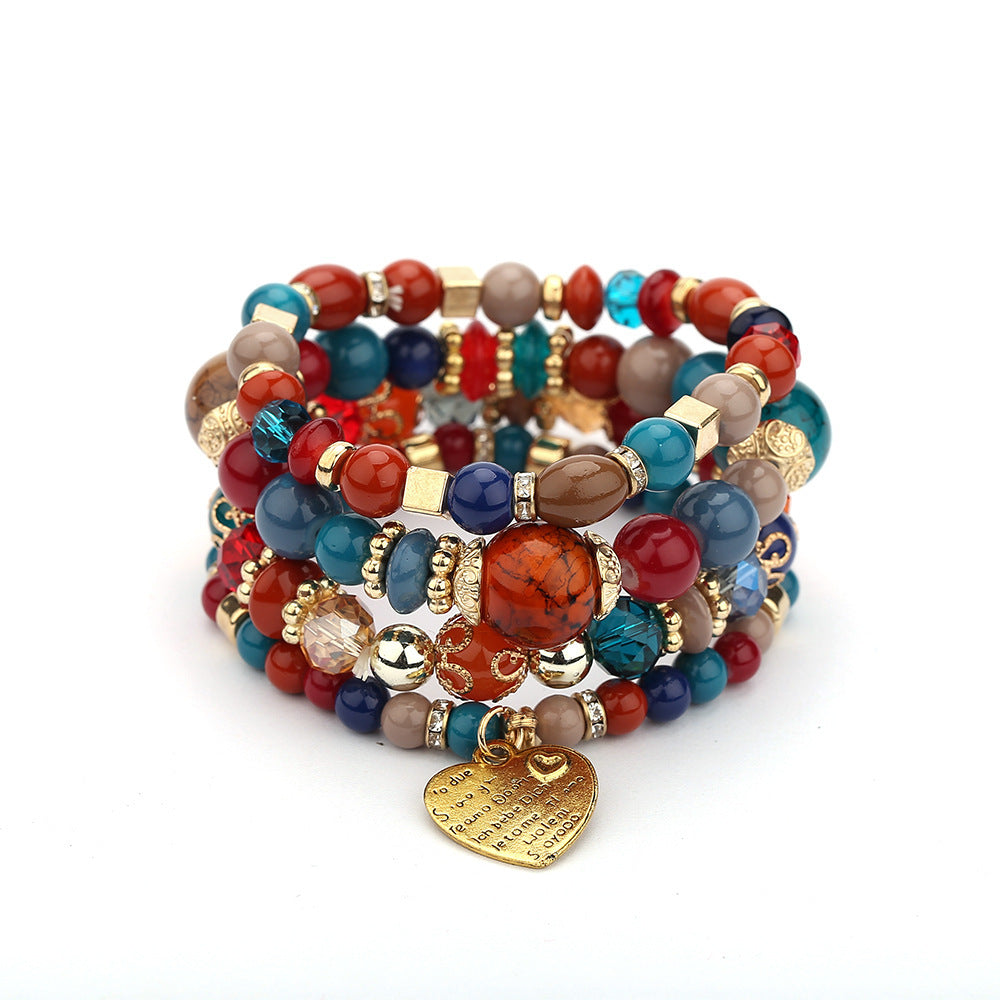 Bohemian Style Multi-Layer Wooden Beaded Bracelet