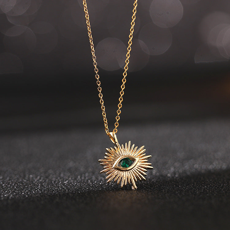 Collar con colgante de ojo de diablo de circonita multicolor para mujer