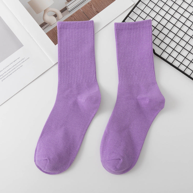 Calcetines de algodón hasta la rodilla de color liso para mujer