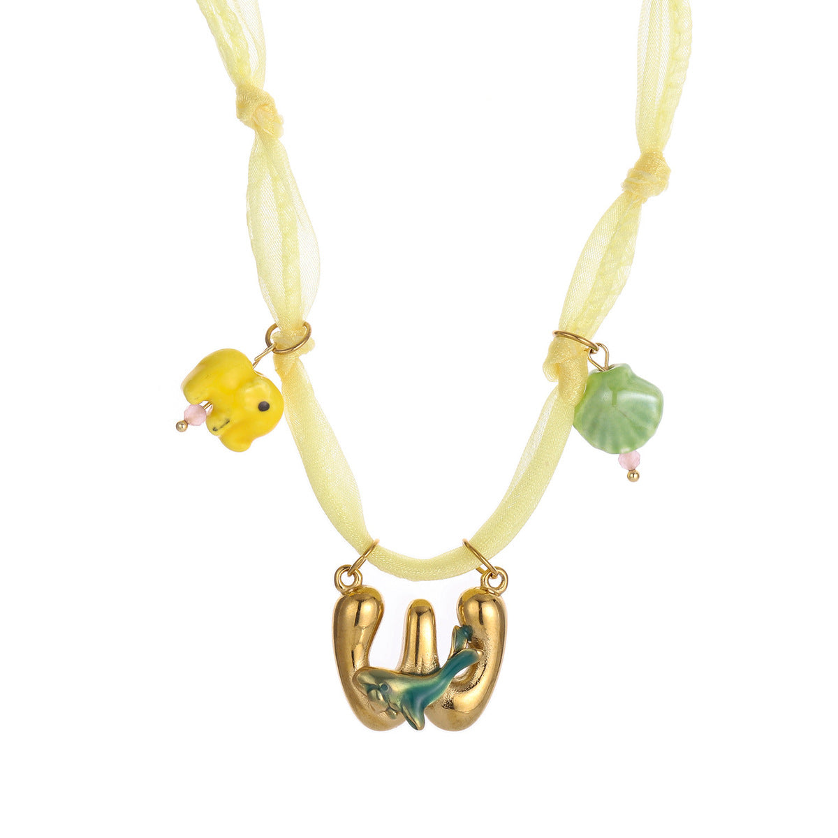Collares de seda con colgante de letras inglesas y aceite de gota hechos a mano para mujer