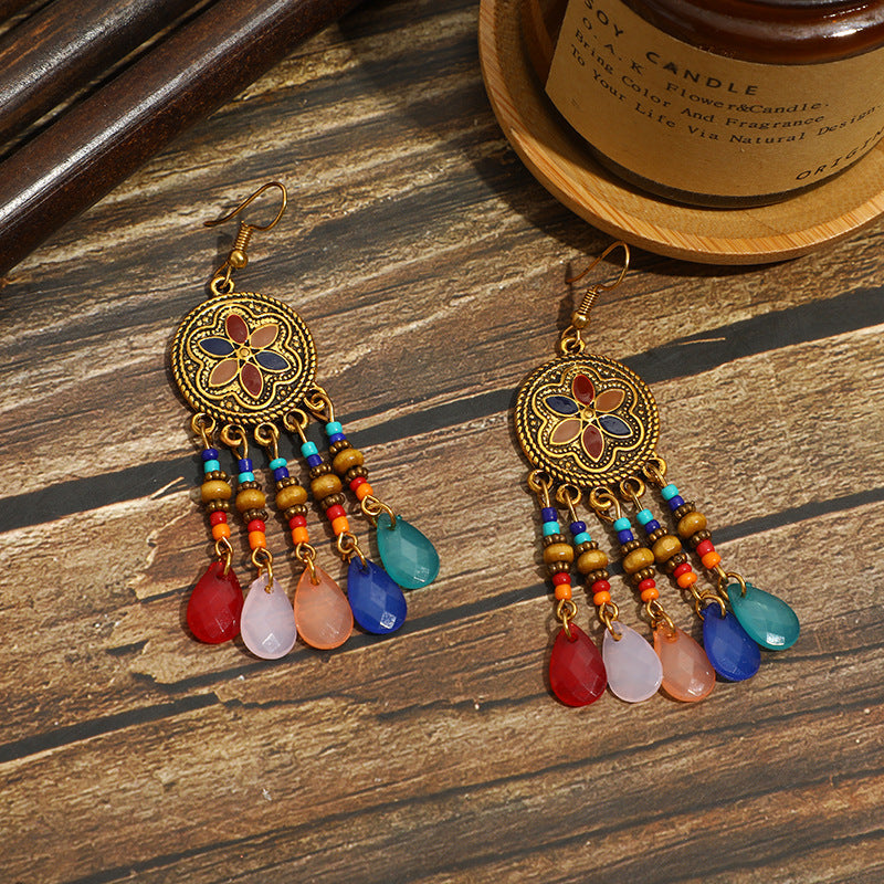 Pendientes con borlas retro de estilo étnico bohemio