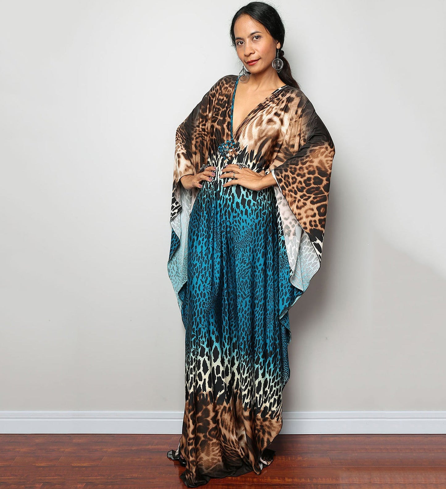 Robe de plage ample en polyester imprimé