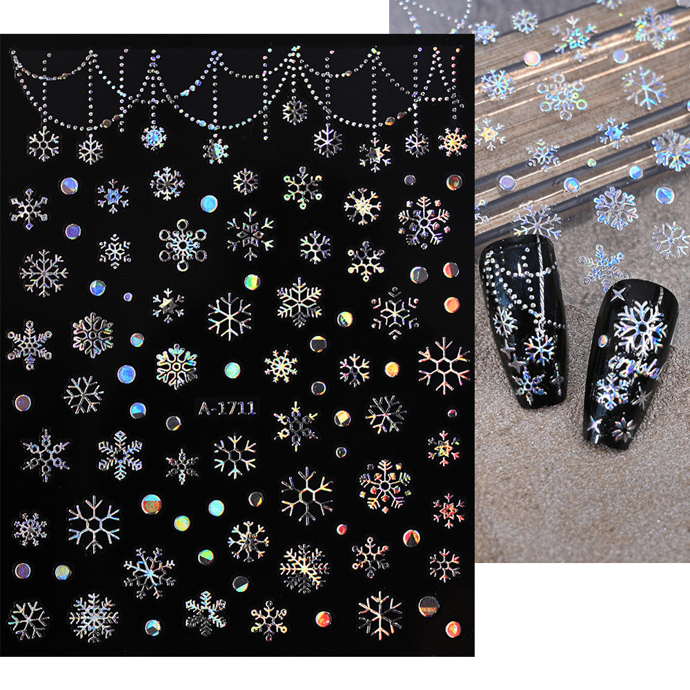 Pegatinas navideñas de copos de nieve para uñas