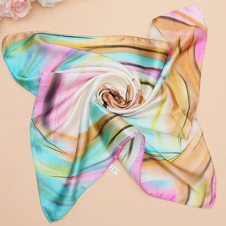 Foulard carré en imitation soie imprimé pour femme
