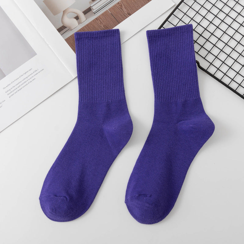 Calcetines de algodón hasta la rodilla de color liso para mujer