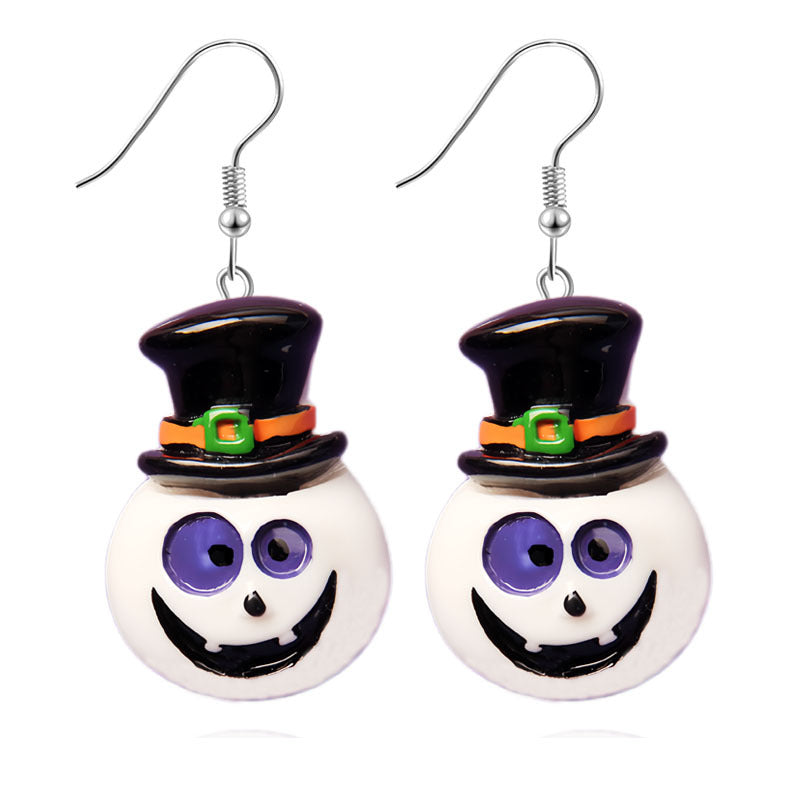 Pendientes de resina con diseño divertido de murciélago, calabaza y fantasma para Halloween para mujer
