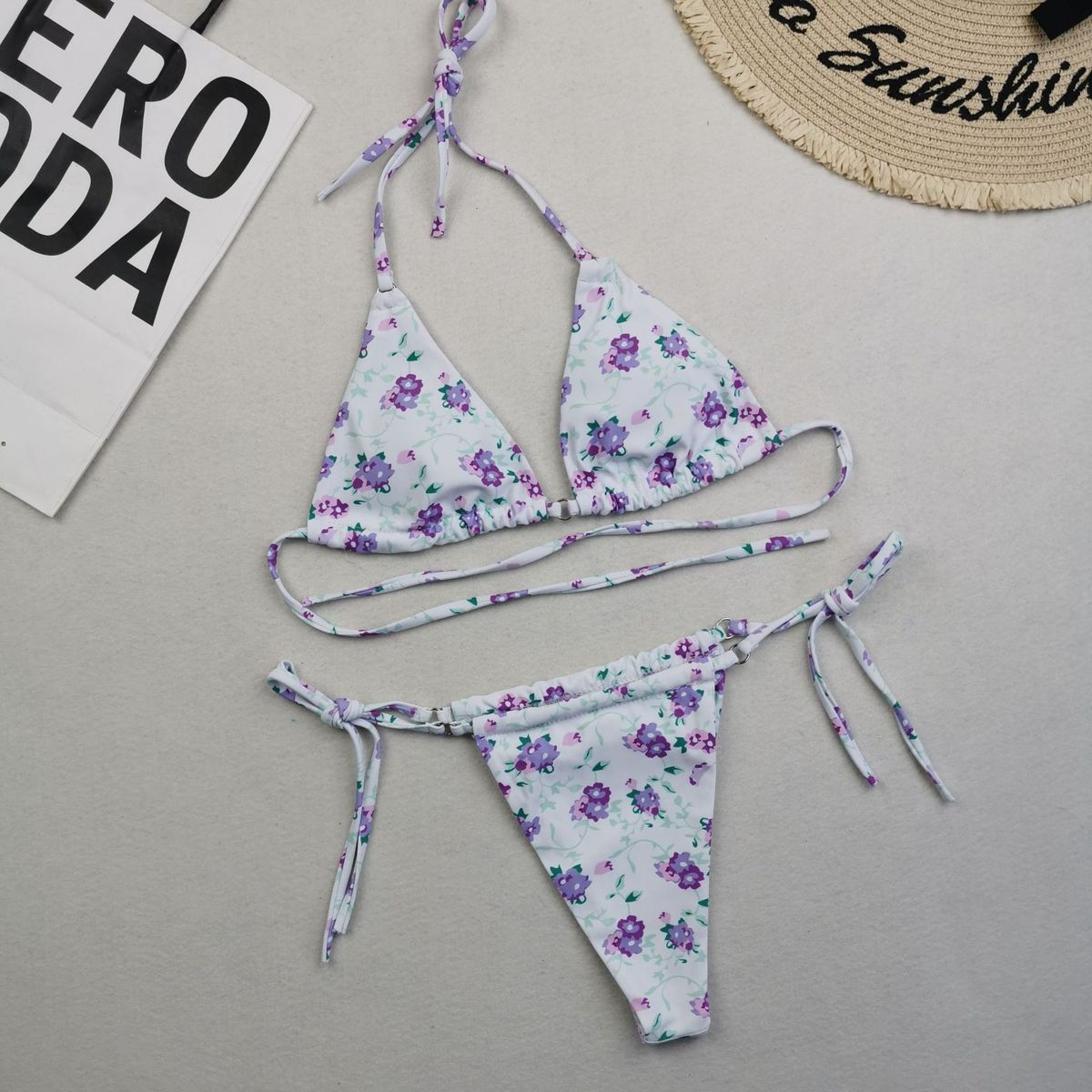 Women Sexy Lace-Up Print Bikini