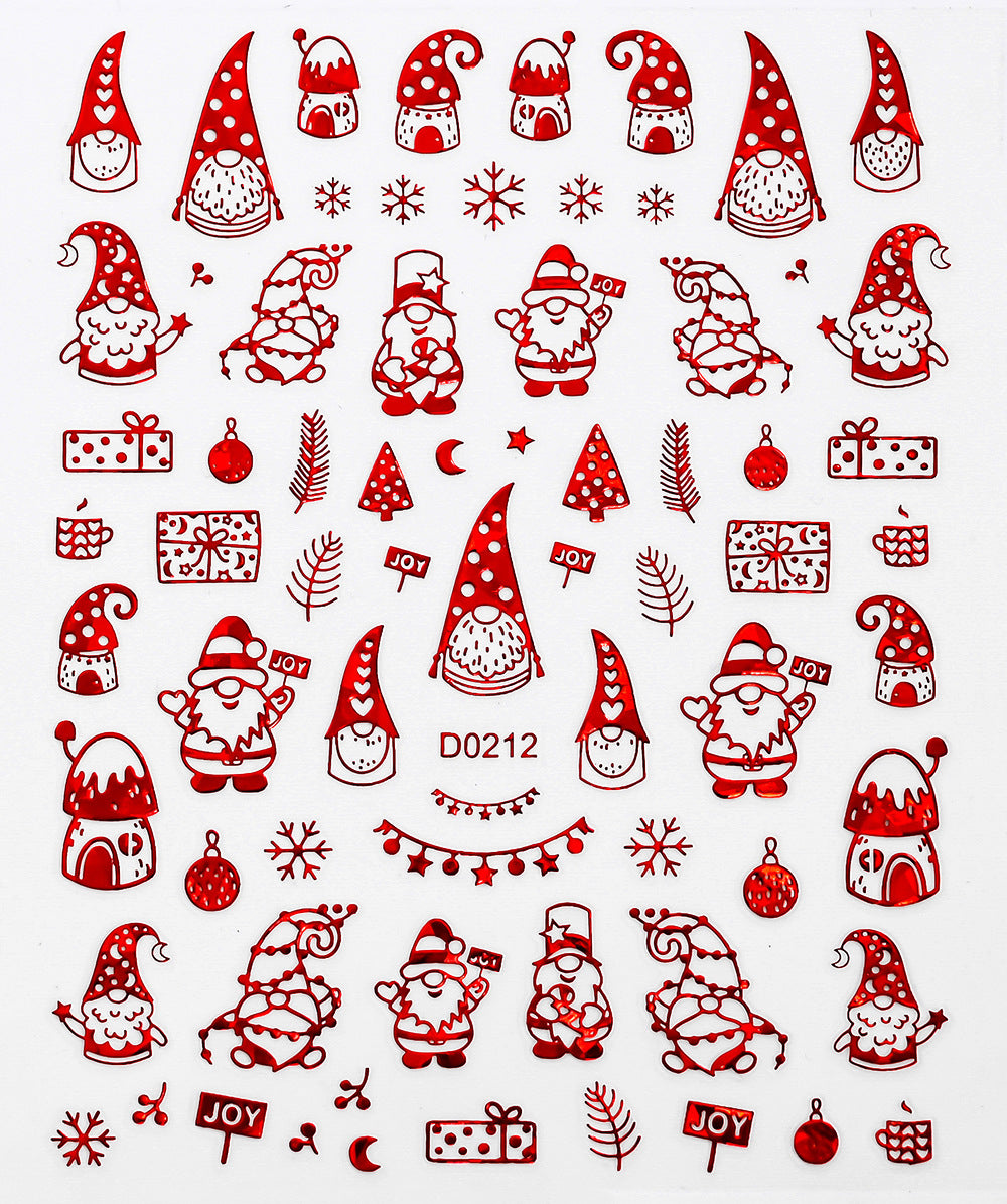 Parche adhesivo para uñas con diseño de alce y copo de nieve navideño, pegatinas bronceadoras para uñas