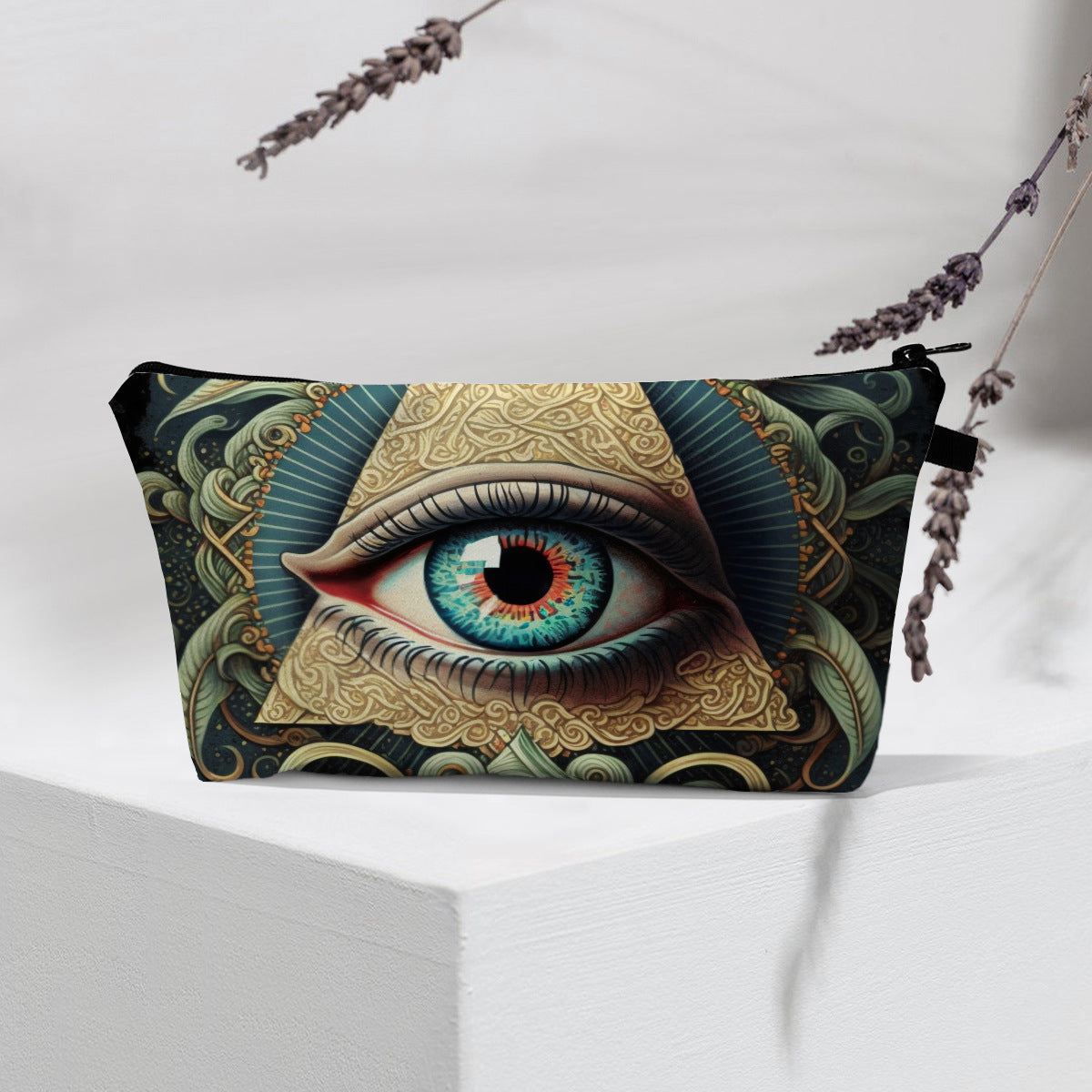 Bolsa de cosméticos portátil con diseño de mal de ojo para mujer