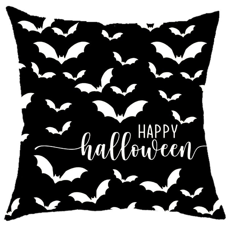 Halloween Pumpkin Skull Print Linen Sofa Cushion Cover