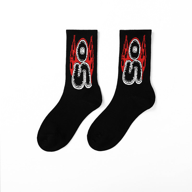 Calcetines de Halloween para hombre con diseño punk de calavera y palmeras y astronauta