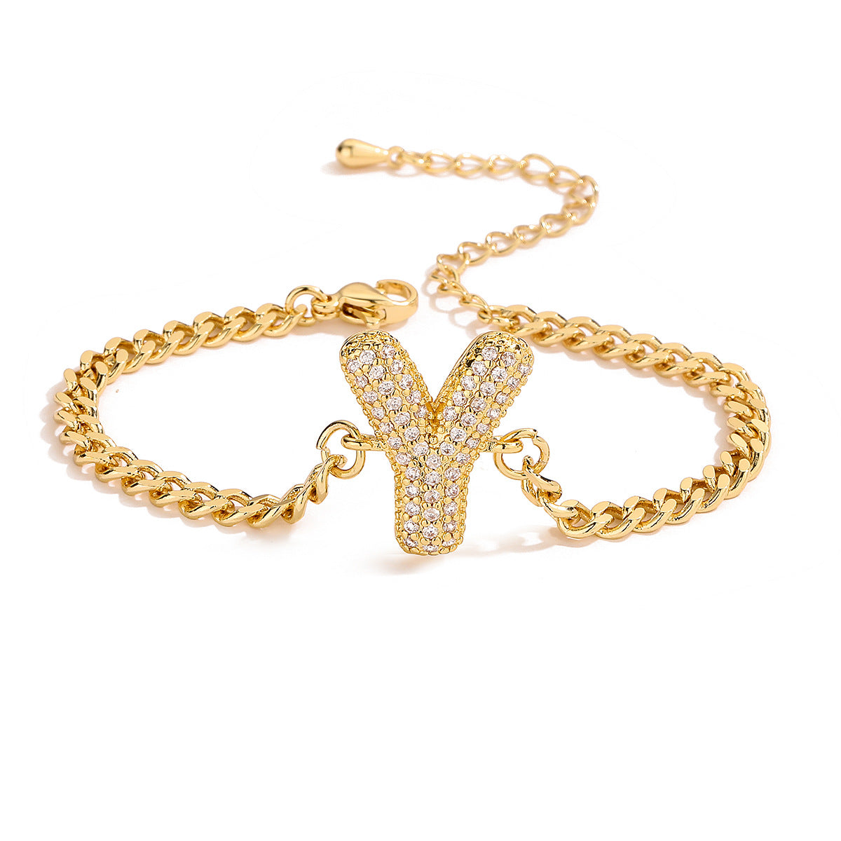 Pulsera de alfabeto de circonitas de moda 26