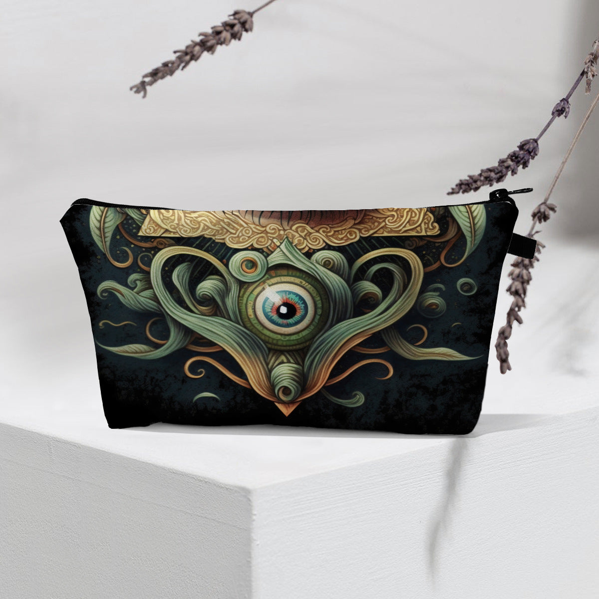 Bolsa de cosméticos portátil con diseño de mal de ojo para mujer