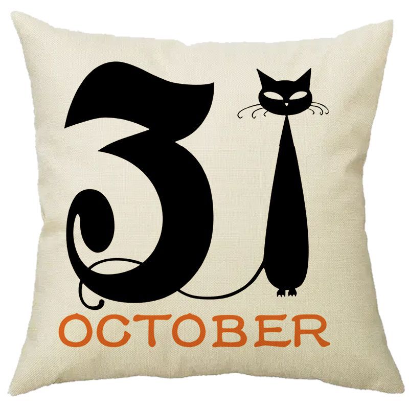 Halloween Pumpkin Skull Print Linen Sofa Cushion Cover