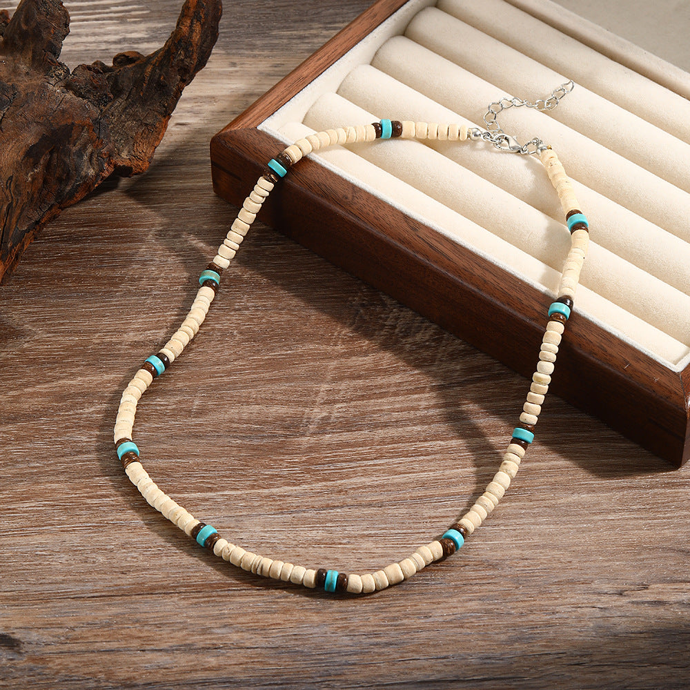 Collar de cuentas turquesas de moda para hombre