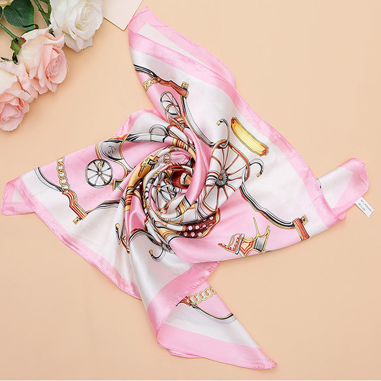 Foulard carré en imitation soie imprimé pour femme