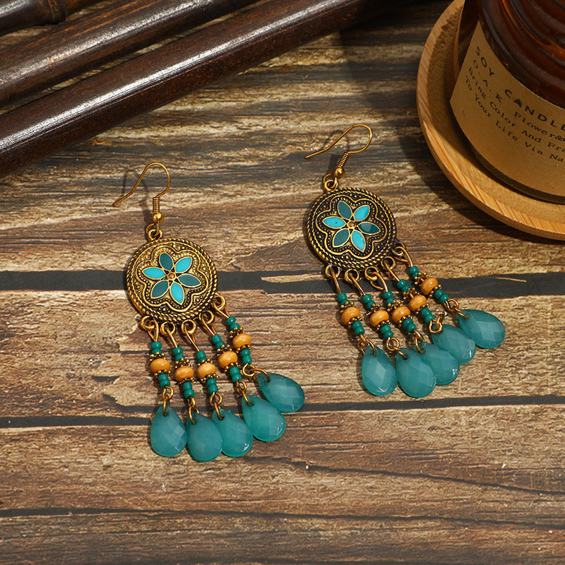 Pendientes con borlas retro de estilo étnico bohemio