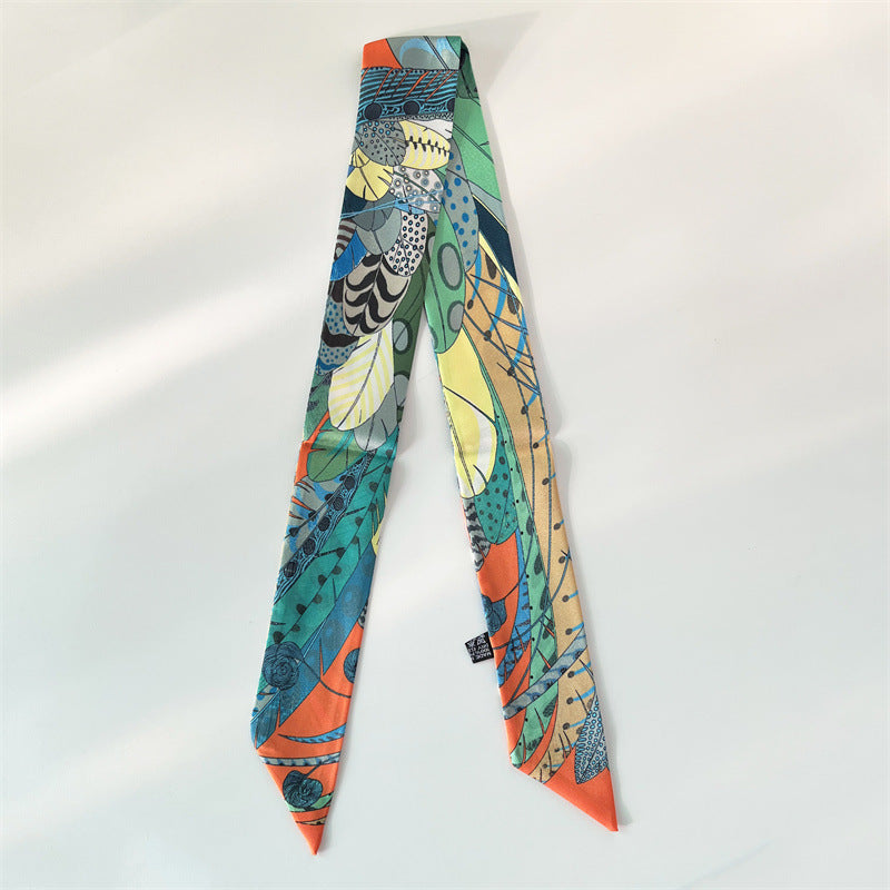Fashion Printed Ribbon Tie Bag Handle Scarf