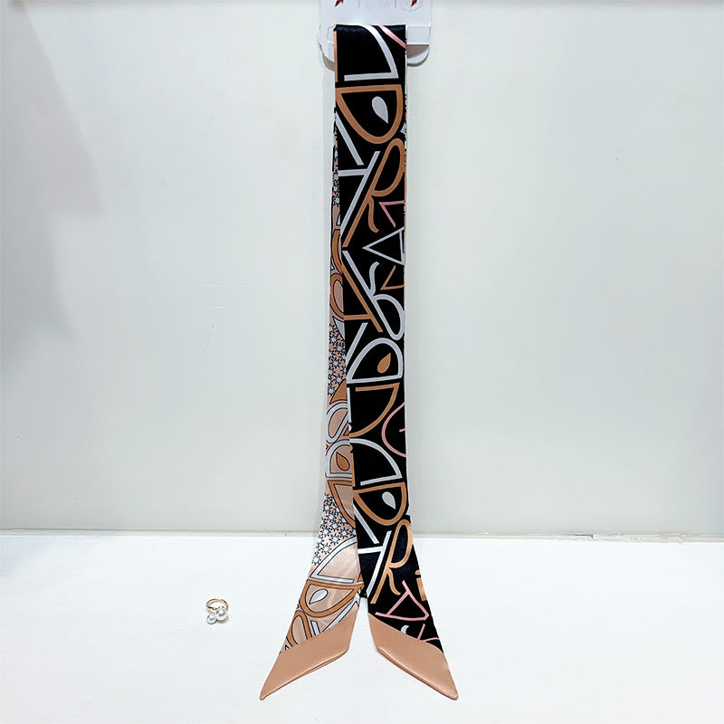Fashion Printed Ribbon Tie Bag Handle Scarf