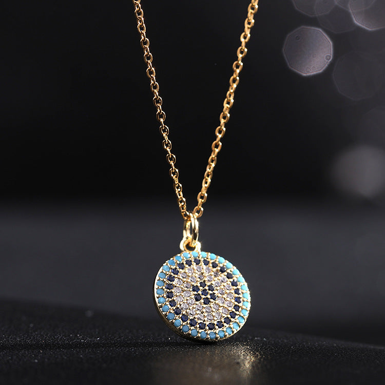 Collar con colgante de ojo de diablo de circonita multicolor para mujer