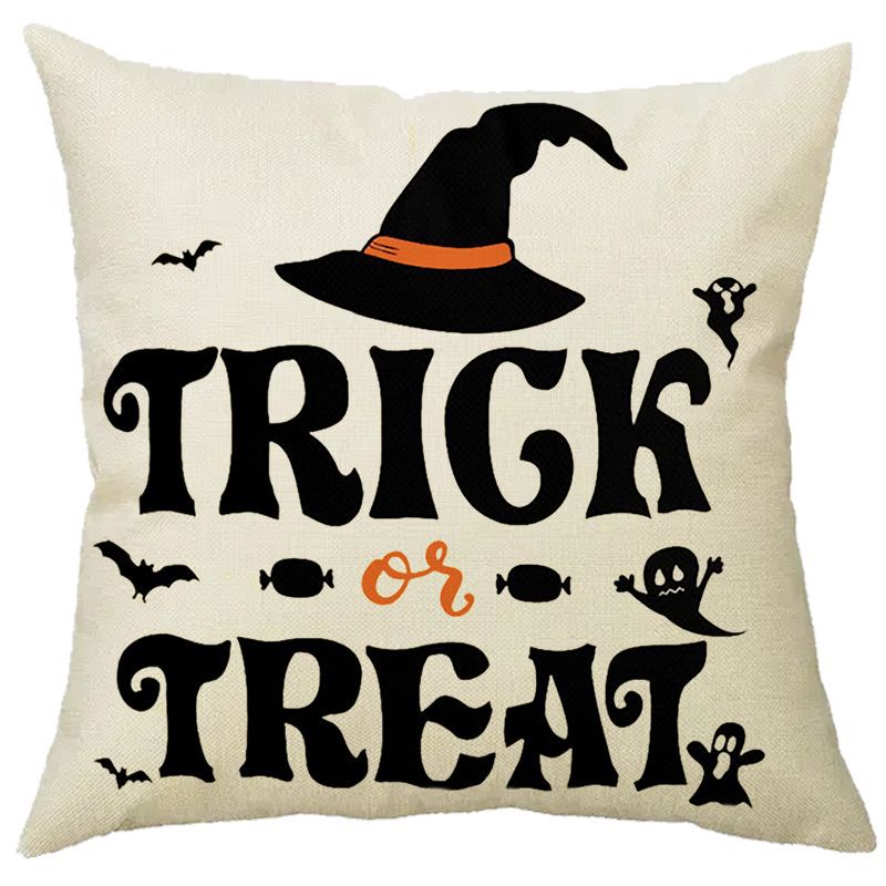 Halloween Pumpkin Skull Print Linen Sofa Cushion Cover