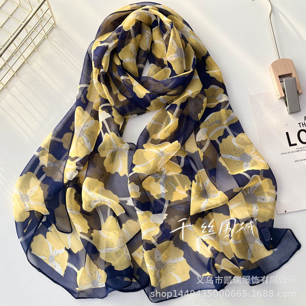 Bufanda con estampado de flor de ciruelo suave de Easide Beach con protector solar de verano