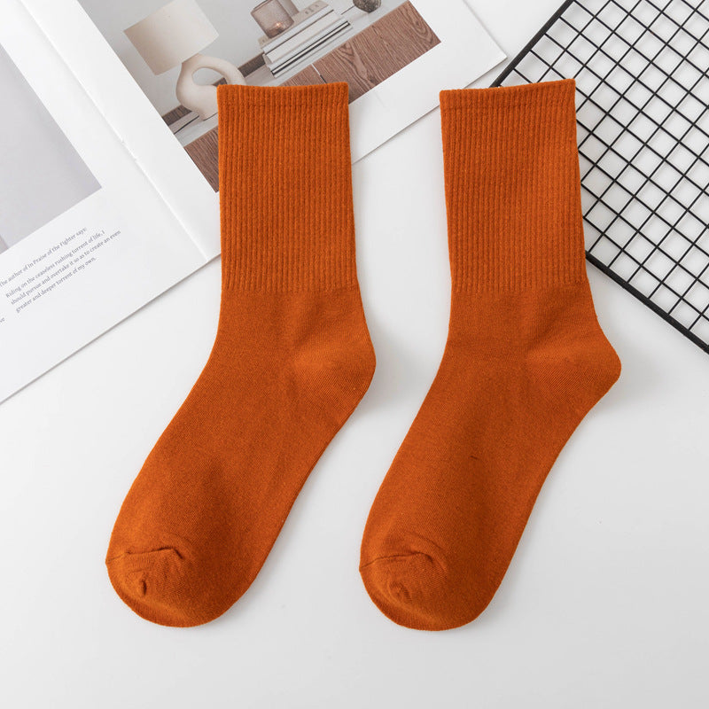 Calcetines de algodón hasta la rodilla de color liso para mujer