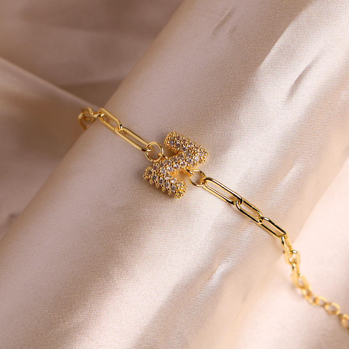 Fashion 26 Zircon Alphabet Clip Chain Bracelet