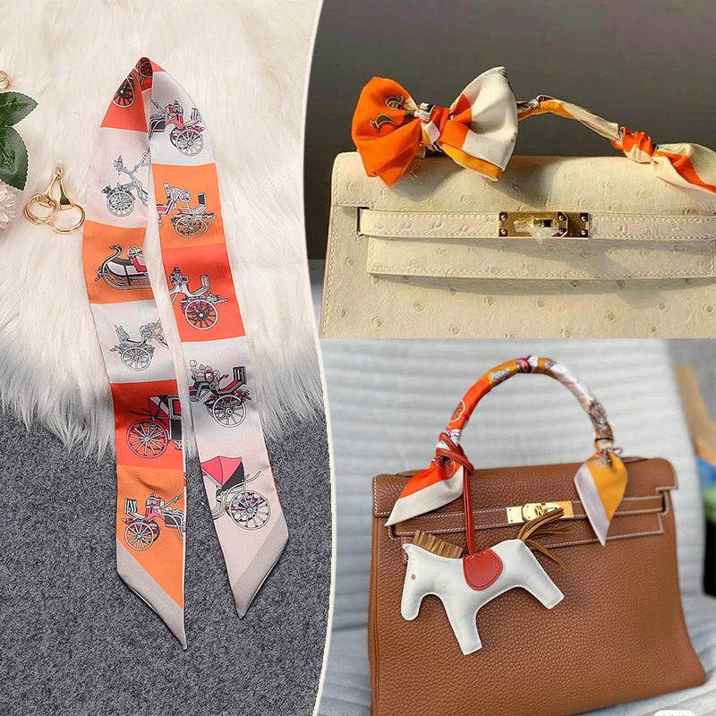 Fashion Printed Ribbon Tie Bag Handle Scarf