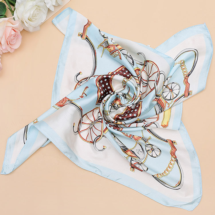 Foulard carré en imitation soie imprimé pour femme