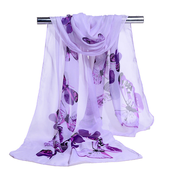 Bufanda de gasa con estampado de flores para primavera y verano