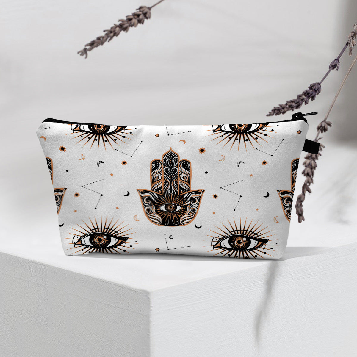 Bolsa de cosméticos portátil con diseño de mal de ojo para mujer