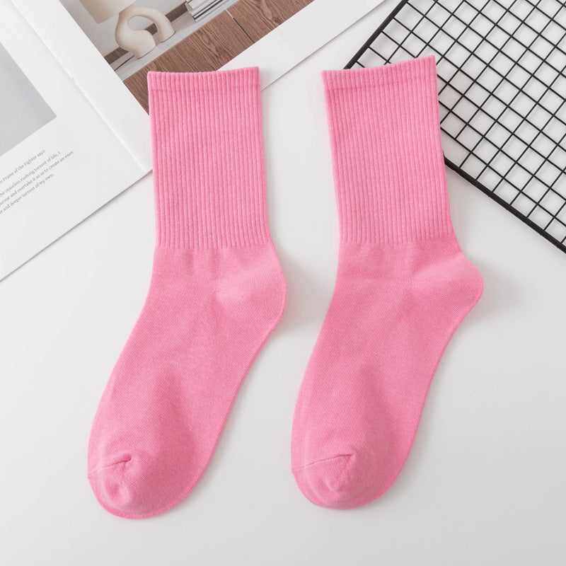 Calcetines de algodón hasta la rodilla de color liso para mujer