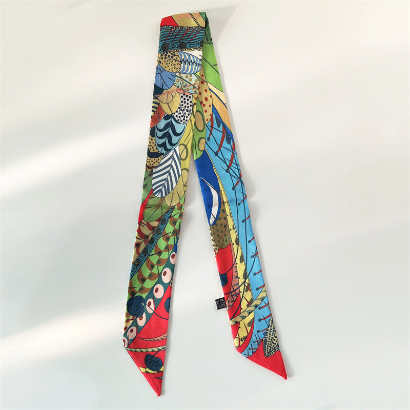 Fashion Printed Ribbon Tie Bag Handle Scarf