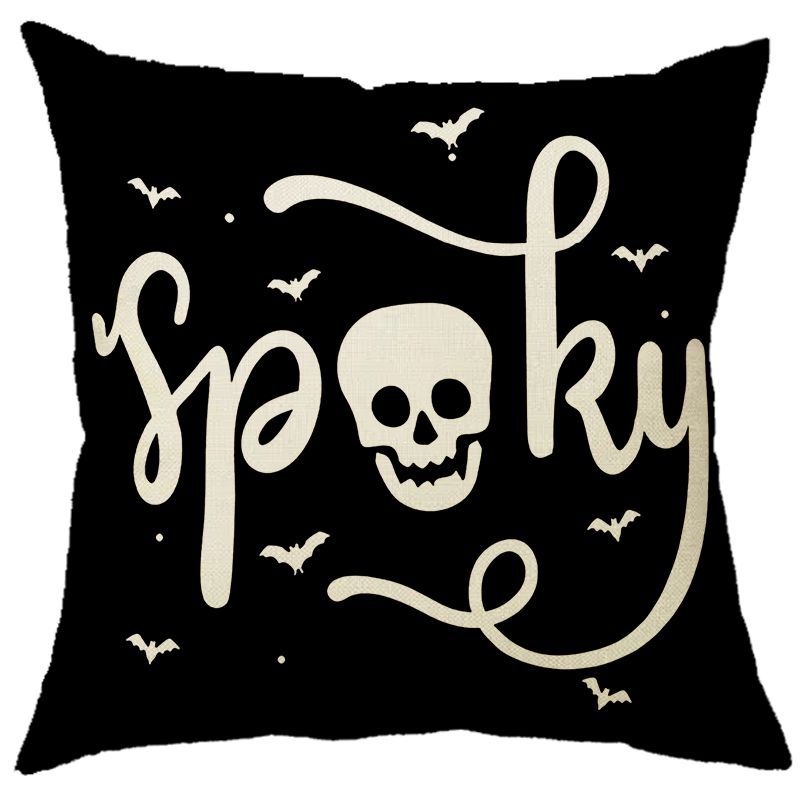 Halloween Pumpkin Skull Print Linen Sofa Cushion Cover